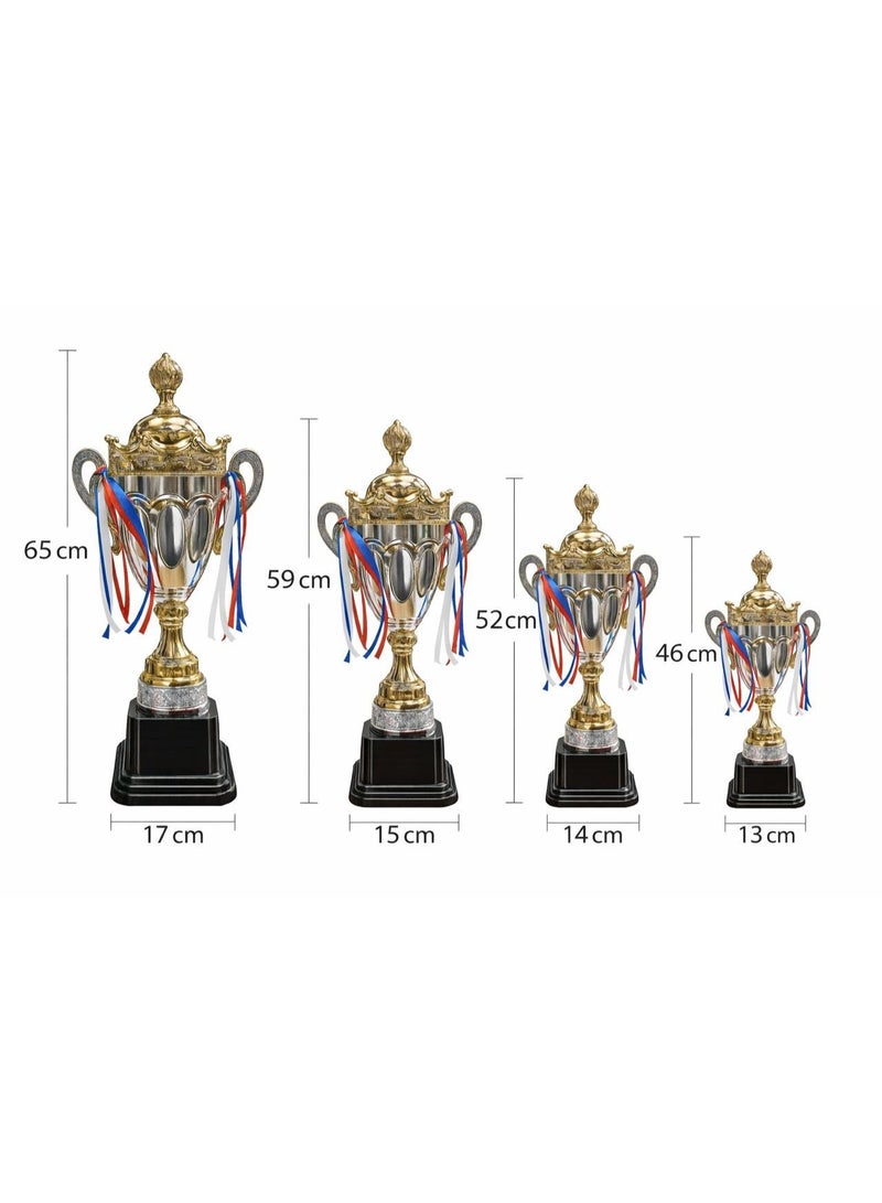 A luxurious championship trophy with a classic design.  This high-quality trophy features an elegant design combining gold and silver with intricate details that reflect luxury and sophistication. Equipped with a sturdy black base for excellent stability, it is an ideal choice for various sporting championships, official events, and award ceremonies - Image 5